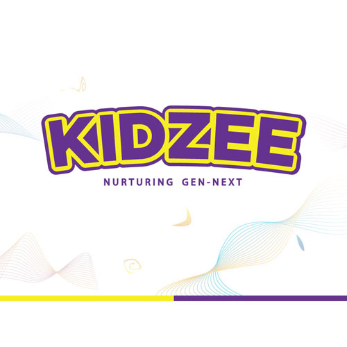 Kidzee logo with slogan Nurturing Gen-Next in purple and yellow text